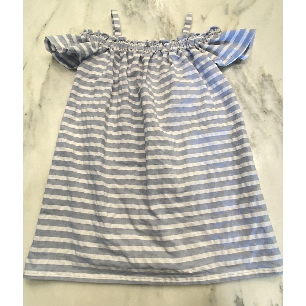 Janie and Jack girls Nautical Striped Blue & White Off The Shoulder dress  8